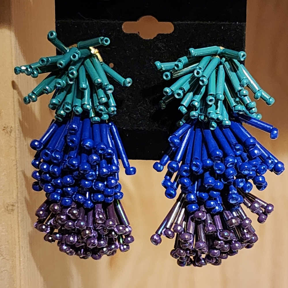 Tuckernuck Sample Earrings turquoise Purple Blue Firework Dangle Cora Thomas